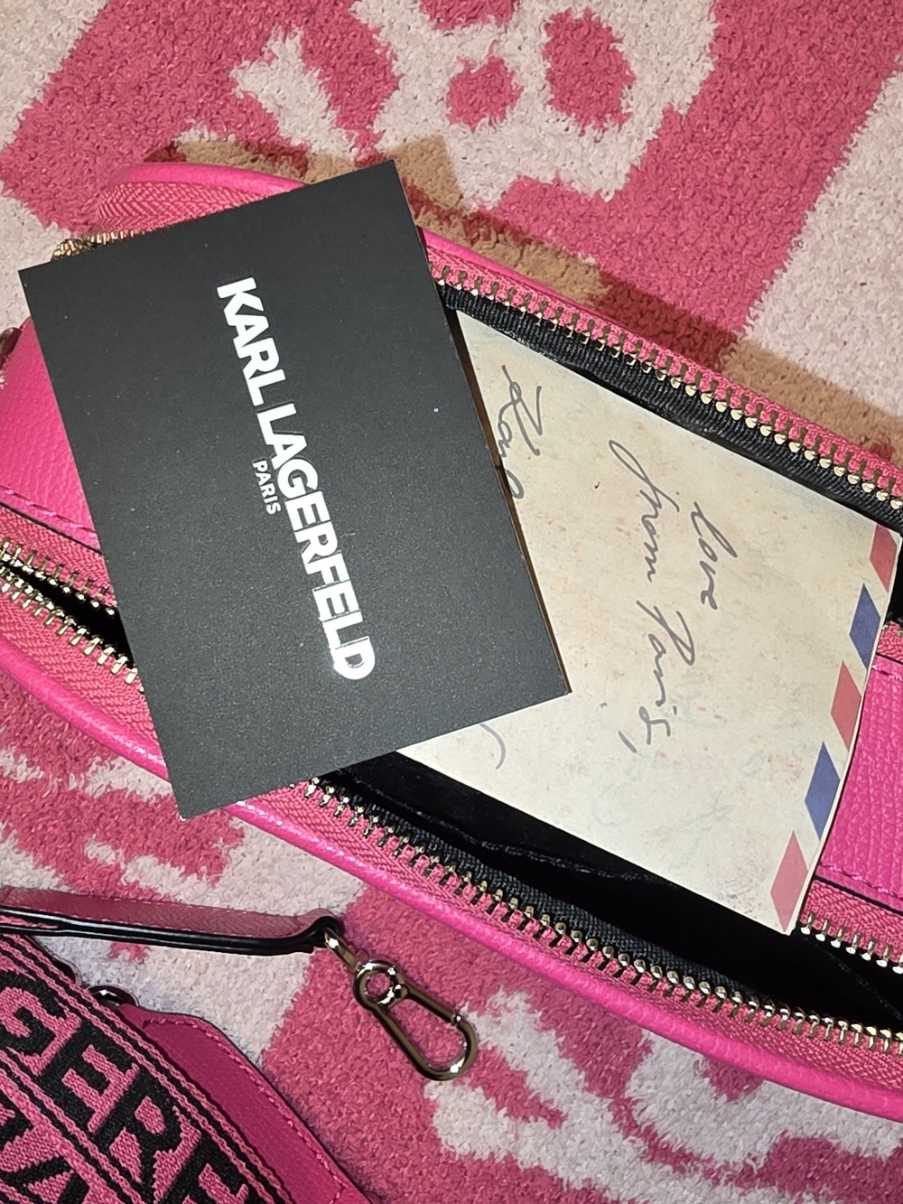 Karl Lagerfeld Pink Camera Crossbody Bag with Strap - Picture 5 of 5